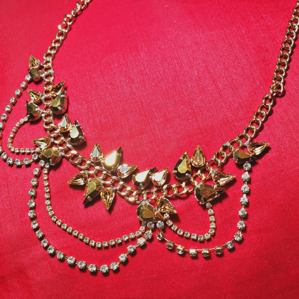 Embellished gold chain necklace